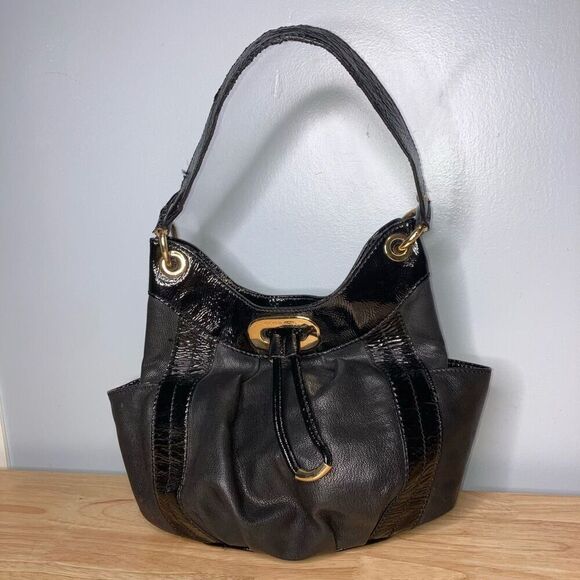 Michael Kors, Mixed Leather Drawstring Hobo Bucket Shoulder Bag - Picture 1 of 16
